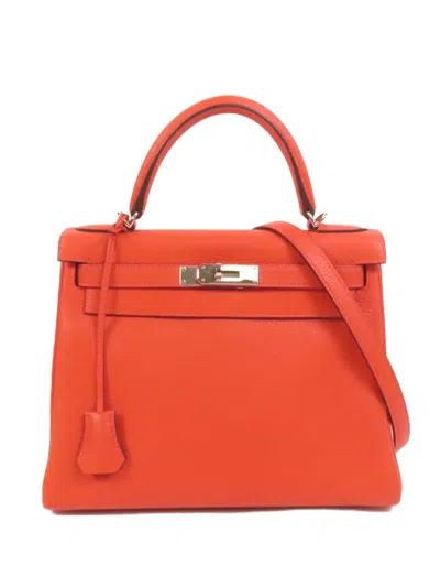 Pre-owned Hermes 2014 28 Kelly Tote Bag In Orange
