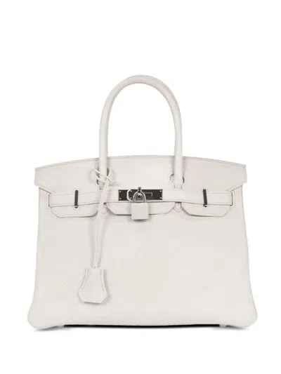 Pre-owned Hermes 2014 30 Birkin Clemence-tote Bag In White