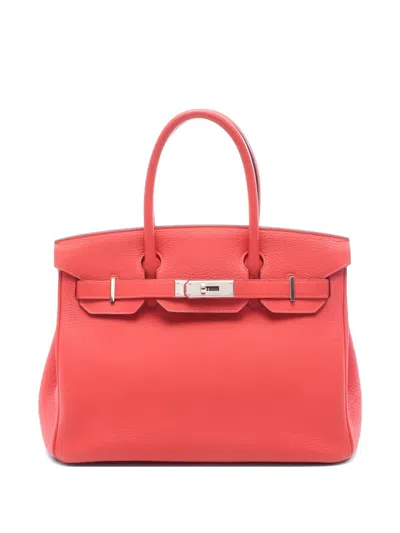 Pre-owned Hermes 2014 30 Birkin Leather Tote Bag In Red
