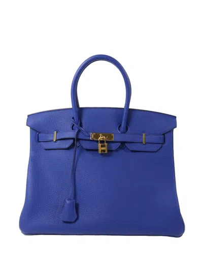 Pre-owned Hermes 2014 35 Birkin Tote Bag In Blue