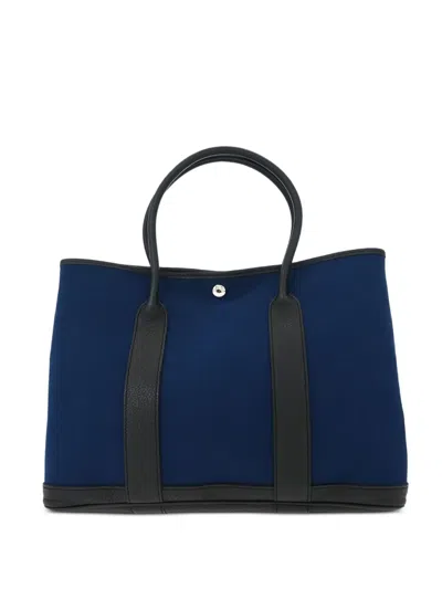 Pre-owned Hermes 2014 36 Pm Garden Party Tote Bag In Blue