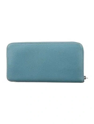 Pre-owned Hermes 2014 Azap Long Wallet In Blue