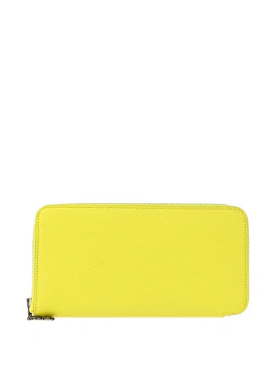 Pre-owned Hermes 2014 Azap Long Wallet In Yellow