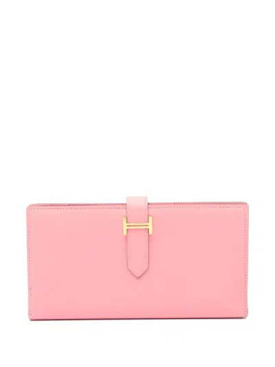 Pre-owned Hermes 2014 Bear Souffle Wallet In Pink