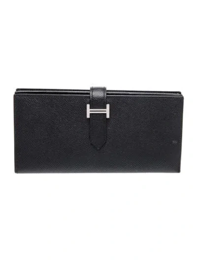 Pre-owned Hermes 2014 Bearn Classic Wallet In Black