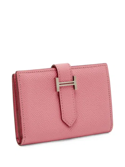 Pre-owned Hermes 2014 Bearn Leather Wallet In Pink