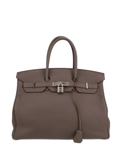 Pre-owned Hermes 2014 Birkin 35 Togo Leather Handbag In Gray