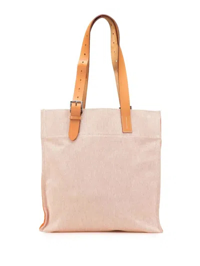 Pre-owned Hermes 2014 Canvas Etriviere Shopping Tote Bag In Orange