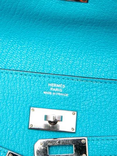 Pre-owned Hermes 2014 Chevre Mysore Kelly Longue Wallet Long Wallets In Blue
