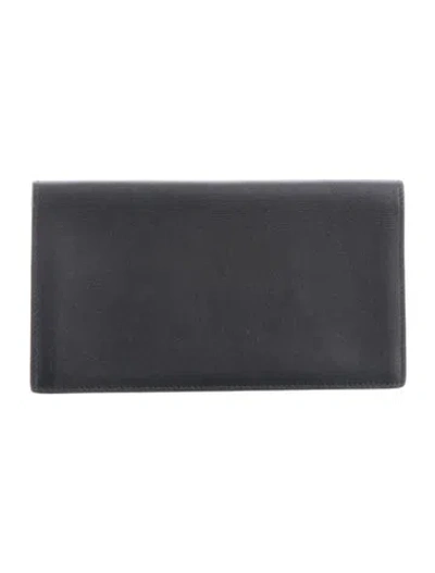 Pre-owned Hermes 2014 Citizen Twill Long Wallet In Black