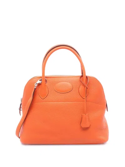 Pre-owned Hermes 2014 Clemence Bolide 31 Satchel In Orange