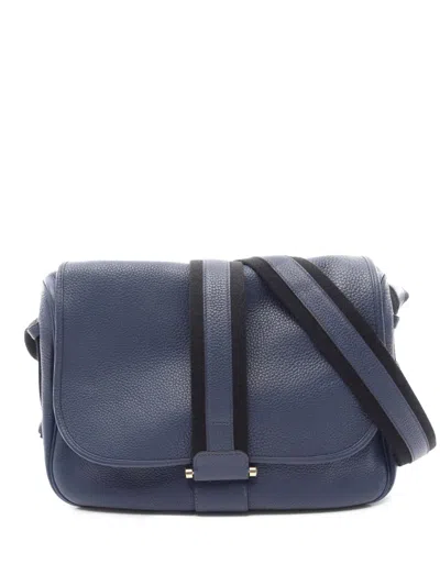 Pre-owned Hermes 2014 Clemence Bourlingue Crossbody Bag In Blue