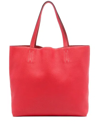 Pre-owned Hermes 2014 Clemence Double Sens 36 Tote Bag In Red