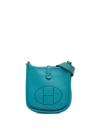 Pre-owned Hermes 2014 Clemence Evelyne Tpm Crossbody Bag In Blue