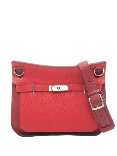 Pre-owned Hermes 2014 Clemence Jypsiere 28 Crossbody Bag In Red