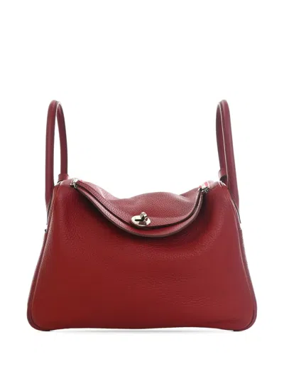 Pre-owned Hermes 2014 Clemence Lindy 30 Shoulder Bag In Red