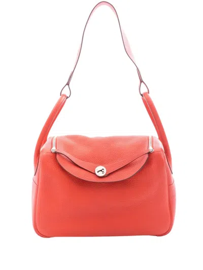 Pre-owned Hermes 2014 Clemence Lindy 34 Satchel In Red