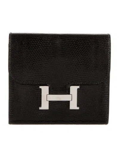 Pre-owned Hermes 2014 Constance Compact Wallet In Black