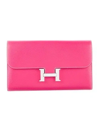 Pre-owned Hermes 2014 Constance Long Wallet In Pink