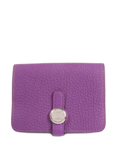 Pre-owned Hermes 2014 Dogon Card Case In Purple