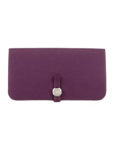 Pre-owned Hermes 2014 Dogon Long Wallet In Purple