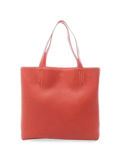 Pre-owned Hermes 2014 Double Sens 45 Leather Tote Bag In Orange