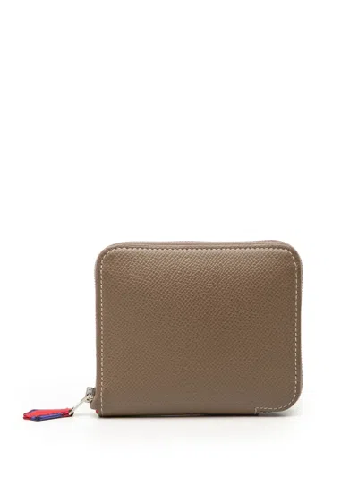 Pre-owned Hermes 2014 Epsom Azap Silk In Compact Wallet Small Wallets In Brown