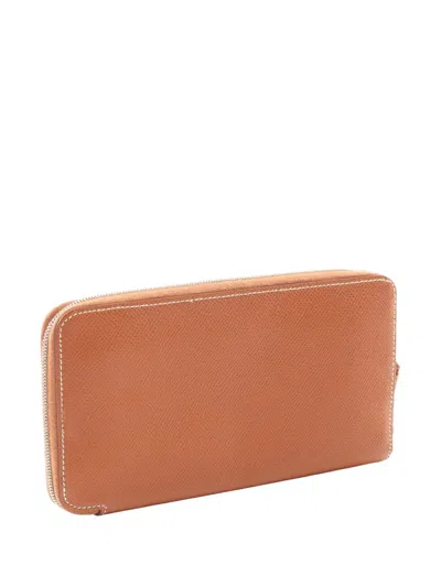 Pre-owned Hermes 2014 Epsom Azap Silk'in Wallet Long Wallets In Brown