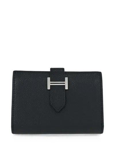 Pre-owned Hermes 2014 Epsom Bearn Cardholder In Black