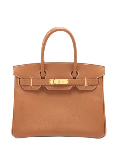 Pre-owned Hermes 2014 Epsom Birkin Retourne 30 Handbag In Brown