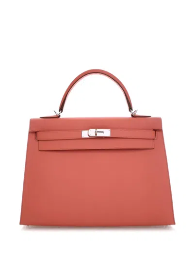 Pre-owned Hermes 2014 Epsom Kelly Ii Sellier 32 Satchel In Pink