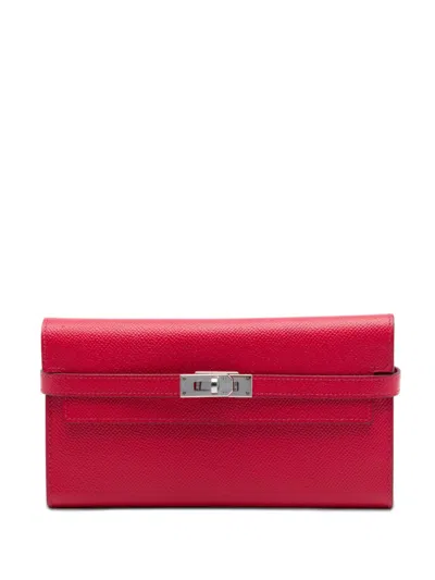Pre-owned Hermes 2014 Epsom Kelly Longue Wallet Long Wallets In Red