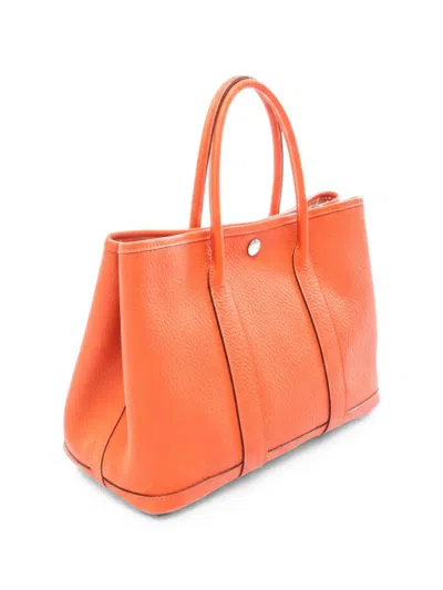 Pre-owned Hermes 2014 Garden Party Tpm Press-stud-fastening Tote Bag In Orange