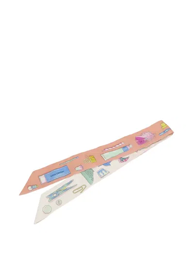 Pre-owned Hermes 2014 In The Pocket Silk Twilly Scarf Scarves In Pink