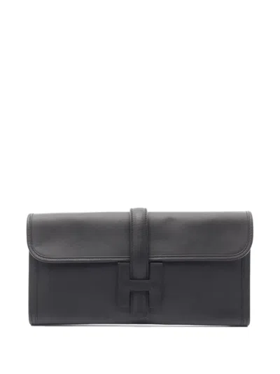 Pre-owned Hermes 2014 Jige Elan Clutch Bag In Black