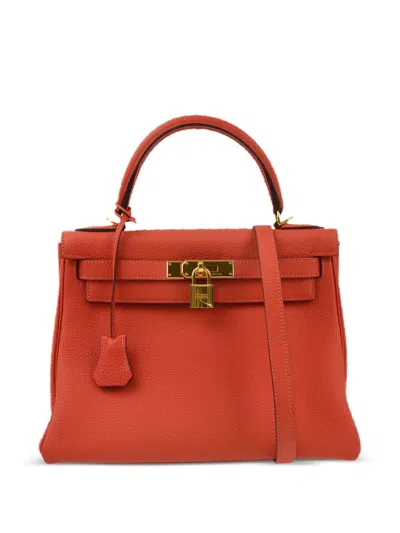 Pre-owned Hermes 2014 Kelly 28 Retourne 2way Handbag In Red