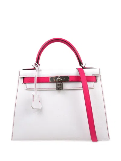 Pre-owned Hermes 2014 Kelly 28 Sellier Two-way Handbag In White