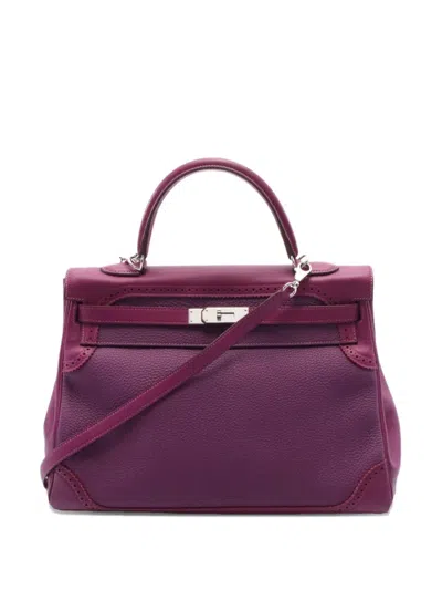 Pre-owned Hermes 2014 Kelly 35 Tote Bag In Purple