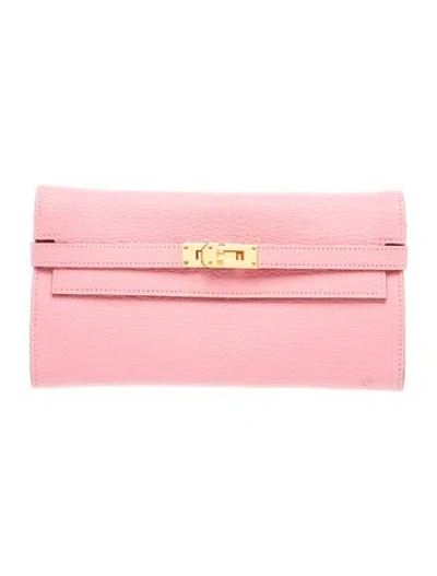 Pre-owned Hermes 2014 Kelly Classique Wallet In Pink