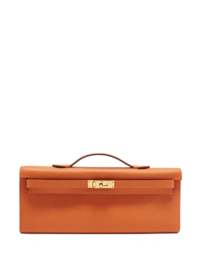 Pre-owned Hermes 2014 Kelly Cut Clutch Bag In Orange