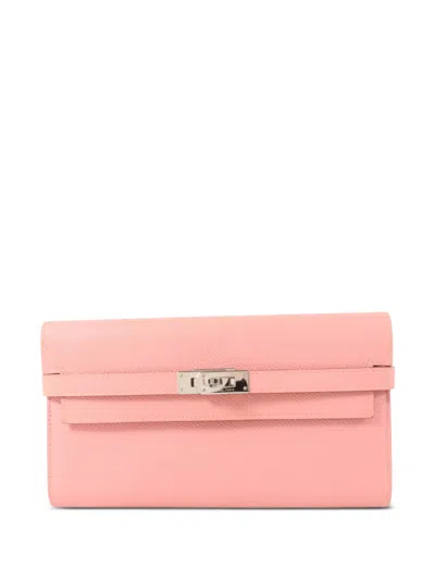 Pre-owned Hermes 2014 Kelly Long Wallet In Pink