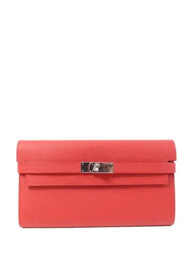 Pre-owned Hermes 2014 Kelly Wallet In Red