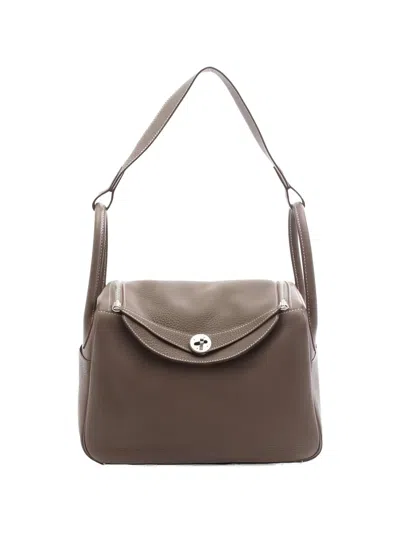 Pre-owned Hermes 2014 Lindy 30 Leather Shoulder Bag In Brown
