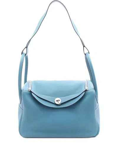 Pre-owned Hermes 2014 Lindy 34 Leather Shoulder Bag In Blue