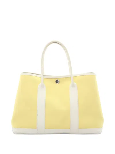 Pre-owned Hermes 2014 Medium Leather Tote Bag In Yellow