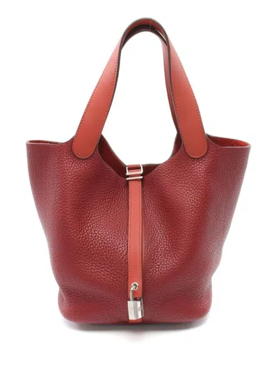 Pre-owned Hermes 2014 Picotin Lock Mm Tote Bag In Red