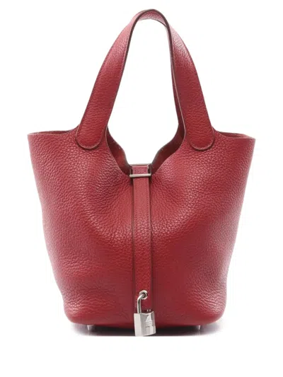 Pre-owned Hermes 2014 Picotin Pm Leather Handbag In Red