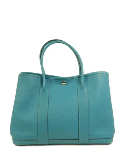 Pre-owned Hermes 2014 Pm Garden Party Tote Bag In Blue