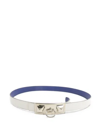 Pre-owned Hermes 2014 Rival Reversible Belt In White