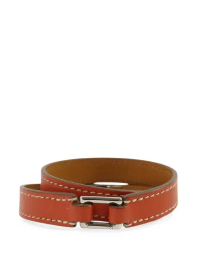 Pre-owned Hermes 2014 Rivale Double Tour Bracelet In Silver